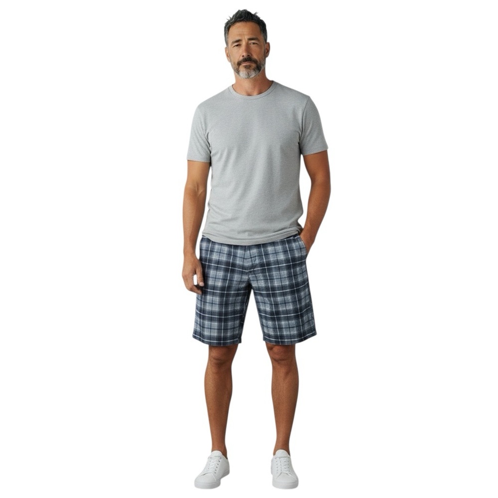NIKE GOLF Tour Performance Plaid Golf Shorts Dri-Fit in Gray/White/Green Sz 32 - Picture 2 of 10